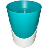 Pot plastique turquoise avec sous-plat blanc 0,9L