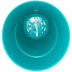 Pot plastique turquoise avec sous-plat blanc 0,9L