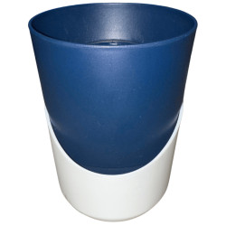 Pot plastique bleu avec sous-plat blanc 0,9L