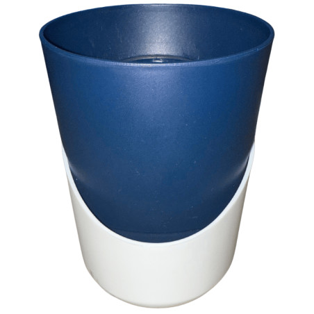 Pot plastique bleu avec sous-plat blanc 0,9L