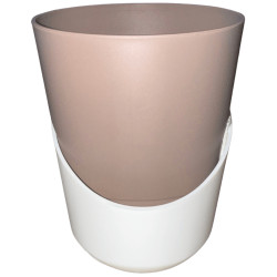 Pot plastique mocca avec sous-plat blanc 0,9L