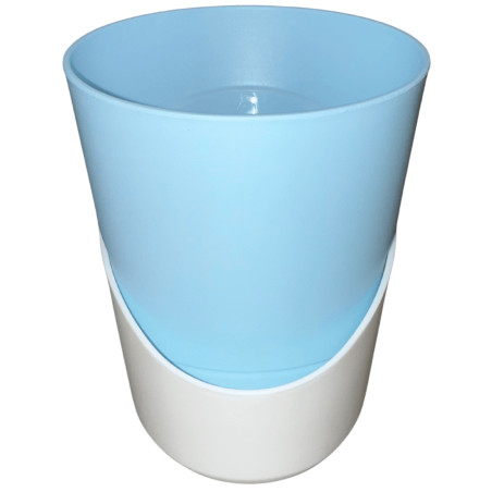 Pot plastique bleu clair avec sous-plat blanc 0,9L