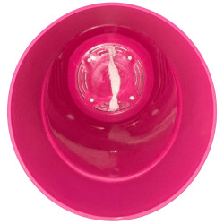 Pot plastique rose avec sous-pot blanc 0,9L