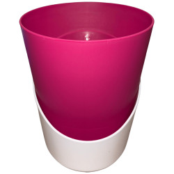 Pot plastique rose fuchsia avec sous-plat blanc 3,7L