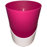 Pot plastique rose fuchsia avec sous-plat blanc 3,7L
