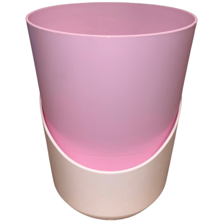 Pot plastique rose pastel avec sous-plat blanc 3,7L