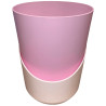 Pot plastique rose pastel avec sous-plat blanc 3,7L