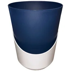 BIG POT BLEU NUIT + SOUS PLAT BLANC