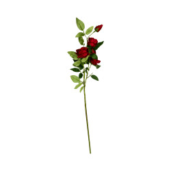 Tige 4 Roses 1 Bouton Bordeaux Foncé Artificielle