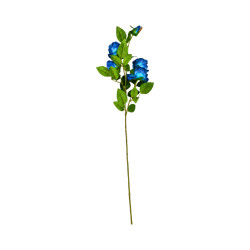 Tige 4 Roses + 1 Bouton Artificiels Bleu