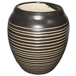 Pot céramique rayé noir et beige 0,2 L