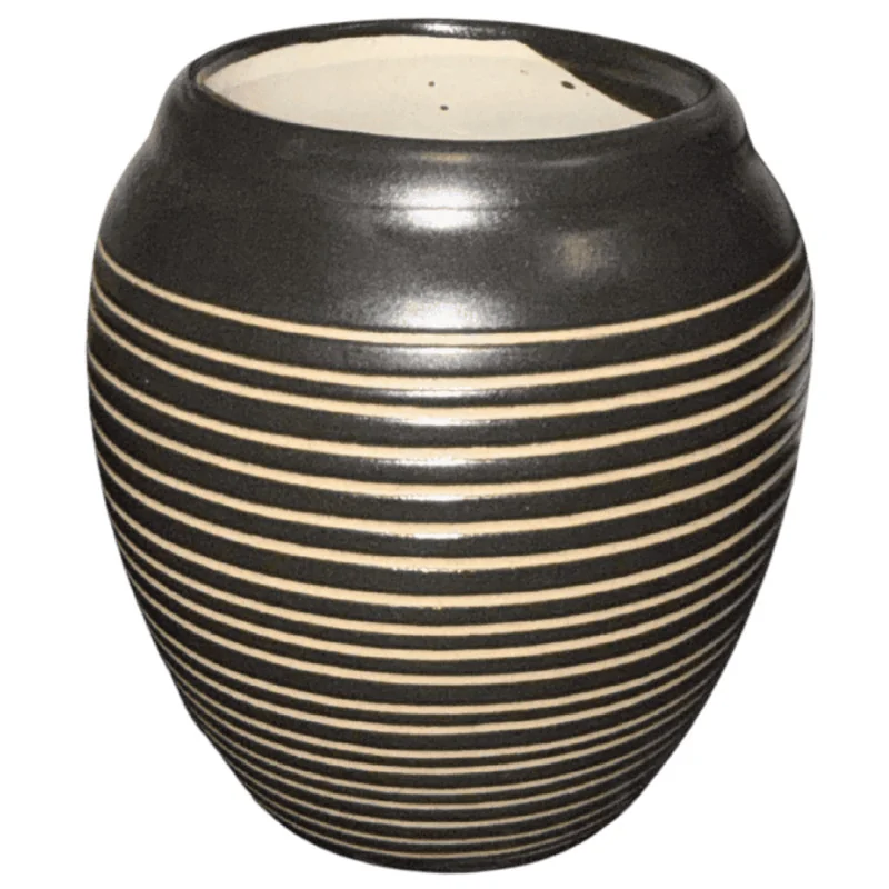 Pot céramique rayé noir et beige 0,2 L