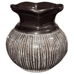 Vase céramique noir à rayures 0,5 L
