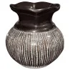 Vase céramique noir à rayures 0,5 L