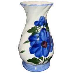 Vase céramique fleur bleue