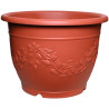 Pot rond rouge décor fleurs 70L 61cm