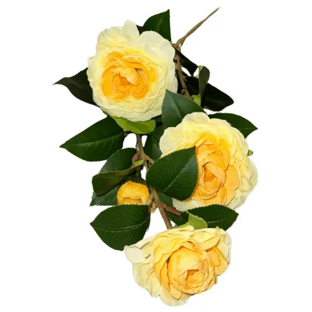 Camélia artificiel – Jaune pastel