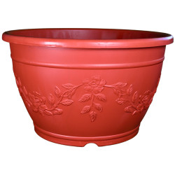 Pot rond rouge décor fleurs 165L 85cm
