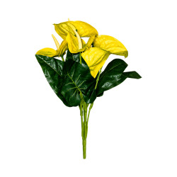 Bouquet d’Anthuriums Artificiels Jaunes