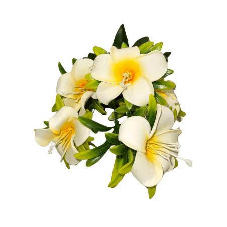 Bouquet de Frangipaniers (Tipanie) Artificiels – Blanc & Jaune