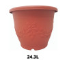 Pot rond rouge décor fleurs 24,3L 42cm