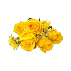 Bouquet de Roses Artificielles Jaunes