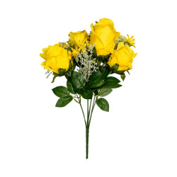 Bouquet de Roses Jaunes Artificielles