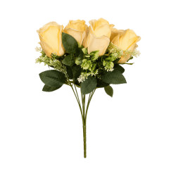 Bouquet de Roses Jaune Clair Artificielles