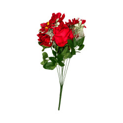 Bouquet de Roses Rouges Mixé Marguerites Artificielles