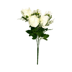 Bouquet de Roses Blanches Mixé Marguerites Artificielles