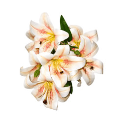 Bouquet de Lys Blanc Rayé Marron Artificiel