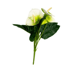 Bouquet d’Anthuriums Artificiels Blanc et Vert