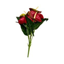 Bouquet d’Anthuriums Artificiels Rouge et Vert