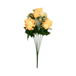 Bouquet de Roses Jaune Clair Mixé Marguerites Artificielles