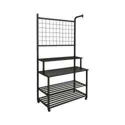 Étagère à roulettes métal noir avec grille 182 X 80