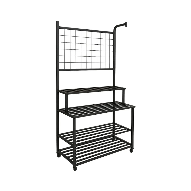 Étagère à roulettes métal noir avec grille 182 X 80