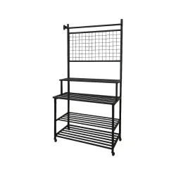 Étagère à roulettes métal noir avec grille 201 X 80