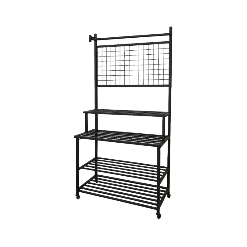 Étagère à roulettes métal noir avec grille 201 X 80