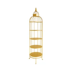 Étagère cage dorée L