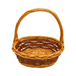 Panier en osier ovale naturel et brun avec anse (L)
