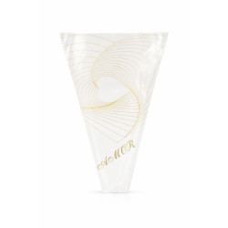 Papier Emballage Fleuriste AMOR – Blanc & Or (Design Cœur)