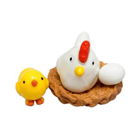 Mini Scène Poule et Poussin au Nid