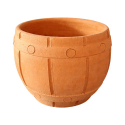 Pot Terre Cuite Décor Baril D18xH15,5cm