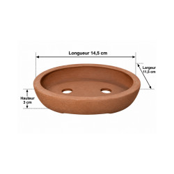 Pot bonsaï ovale en terre cuite – 14,5 cm