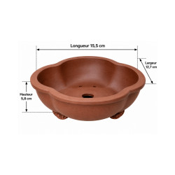 Pot bonsaï forme fleur en terre cuite – 15,5 cm