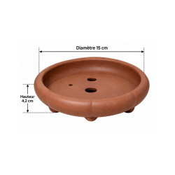 Pot bonsaï rond en terre cuite – Ø15 cm