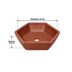 Pot bonsaï hexagonal en terre cuite – Ø13 cm