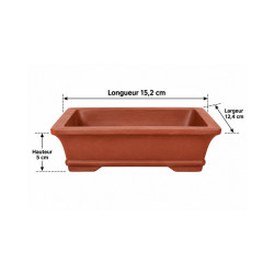 Pot bonsaï rectangulaire en terre cuite – 15,2 × 12,4 cm