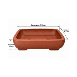 Pot bonsaï rectangulaire en terre cuite – 20 × 15,8 cm