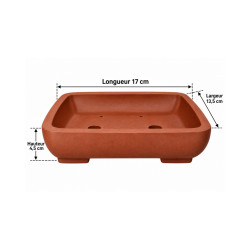 Pot bonsaï rectangulaire en terre cuite – 17 × 13,5 cm